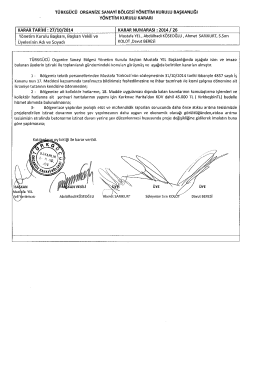Karar No : 26 - Karar Tarihi : 27.10.2014