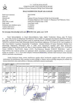 İdari Ara Komisyon Kararı - K&uuml;tahya İli Kamu Hastaneleri Birliği