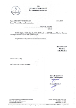 T.C. KULA KAYMAKAMLIĞI İlçe Miııı Eğitim Müdürlüğü