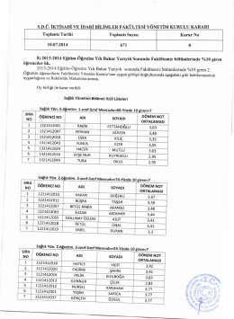 Y&uuml;zde Ona giren &Ouml;ğrencilerin Listesi