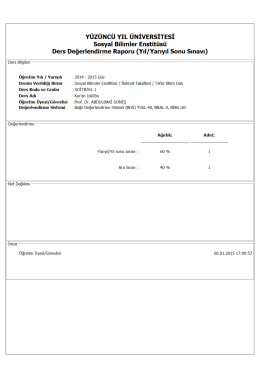 Bağıl D. Sistemi - Y&uuml;z&uuml;nc&uuml; Yıl &Uuml;niversitesi