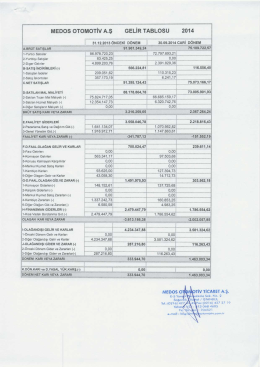 Gelir Tablosu - Medos Otomotiv
