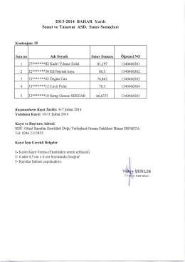 2013-2014 BAHAR Yarılı Sanat ve Tasarım ASD. Sınav Sonu&ccedil;ları