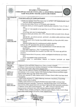 İĞLZEMENIN TiTANYuM ELAsTiK çivi TEKNİK şARTNAMEsi