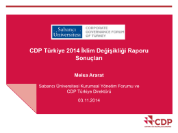 CDP Türkiye 2014 İklim Değişikliği Raporu Sonuçları