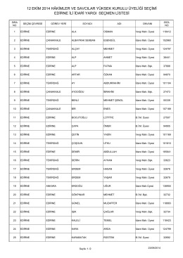 edirne ili idari yargı seçmen listesi 12 ekim 2014 hâkimler ve