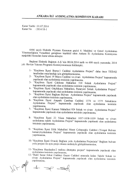Ankara Valiliği Komisyon Kararları (Temmuz 2014)