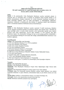 Ticari Taksiler ve Taksi Durakları Çalışma Usul ve Esaslarına Dair