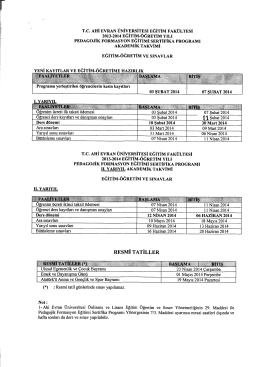 2013-2014 Eğitim-&Ouml;ğretim Yılı Pedagojik Formasyon Eğitimi