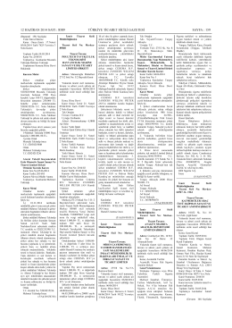 2013 Yılı Genel Kurulu Tescil Tic.Sicil Gazetesi