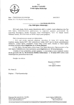T.c. MANİSA VALİLİĞİ ii Miııi Eğitim Müdürlüğü