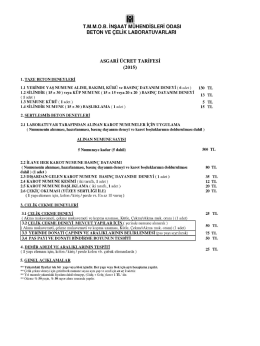 Laboratuvarımızda uygulanacak 2015 Yılı Asgari Ücret Tarifesi