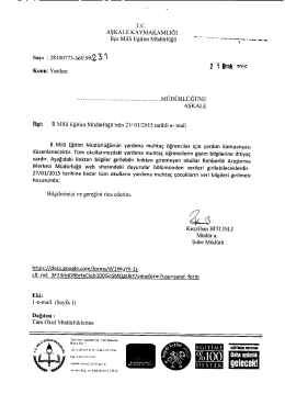 T&uuml;m Okulların 27.01.2015 tarihine kadar verilen adrese girilmesi