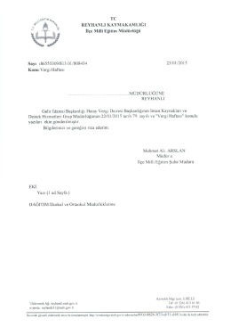 Vergi Haftası 23.01.2015 16:46 - reyhanlı il&ccedil;e mill&icirc; eğitim m&uuml;d&uuml;rl&uuml;ğ&uuml;