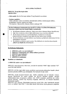 KULLANMA TALİMATI SPRYCEL 70 mg fılm kaplı tablet Ağızdan