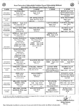 2014-2015 G&uuml;z Yarıyılı Genel Sınav Programı - Portal