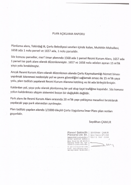 PLAN A&Ccedil;IKLAMA RAPORU Planlama alanı