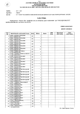 Tc. ATATÜRK EĞİTİM vE ARAşTlRMA HASTANESİ sAT1NALMA