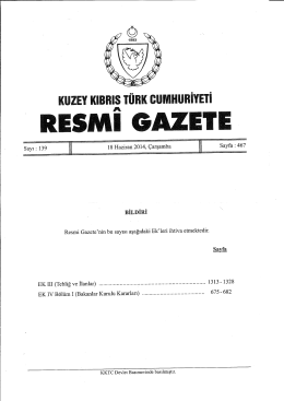 Resmi Gazetede Yayımlanan