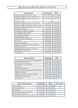 2014-2015 D&ouml;nemi Akademik Takvimi