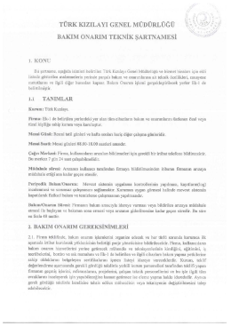 TÜRK KIzILaYI GENEL MÜDÜRLÜĞÜ BAKIM
