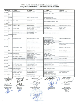 2014/2015 &ouml;GRET-İM YILI I. DONEM sıNAv TARİHLERİ
