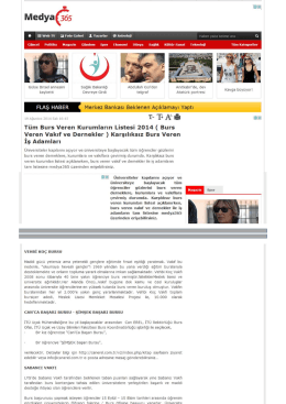 Tüm Burs Veren Kurumların Listesi 2014 (Burs Veren Vakıf ve