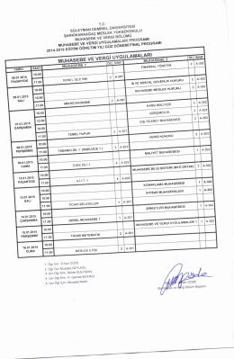 2014-2015 Eğitim &Ouml;ğretim Yılı Final Sınav Takvimi
