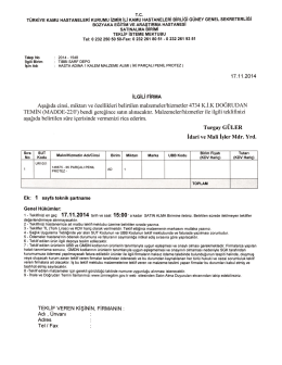 &Ouml;n Teklif İsteme Mektubu - Bozyaka Eğitim ve Araştırma Hastanesi