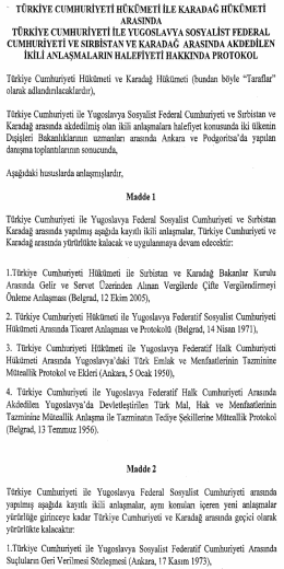 Andlaşma Metni - Resmi Gazete