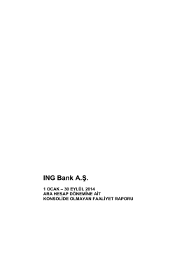 1- ING Bank Konsolide Olmayan Ara donem faaliyet raporu 30 Eylül