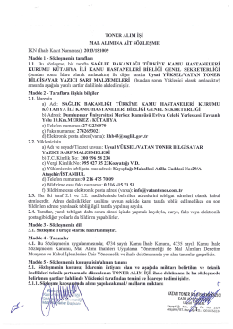 Vatan Toner firması (S&ouml;zleşme) - K&uuml;tahya İli Kamu Hastaneleri