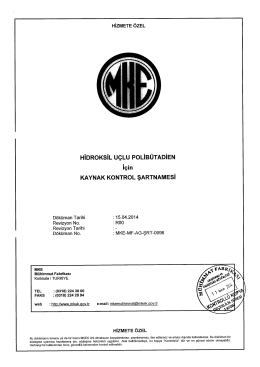 (1. Kalem) Teknik Şartname