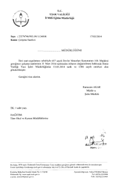 T.c. UŞAK vALıLıGı ıı Mim Eğitim M&uuml;d&uuml;rl&uuml;ğ&uuml;