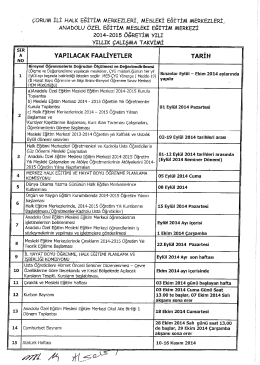 Takvimi İçin Tıklayınız. - Çorum Milli Eğitim Müdürlüğü