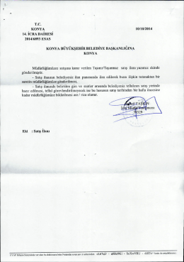 T.c. KONYA - 10/10/2014 14. İCRA DAİRESİ 1201416393 ESAS