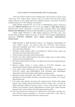 İL İ&Ccedil;İ N AKLEN ATAMA BAŞVURU USUL VE ESASLARI