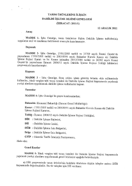 2011/1 sayılı DİR Genelgesi