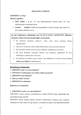 KULLANMA TALİMATI SERTOFEN % 1.25 jel Haricen uygulanır. 0