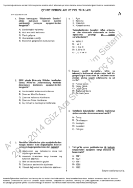 A&Ouml;F &Ccedil;evre Sorunları ve Politikaları | 2014 Ara Sınav İNDİR