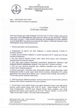 2015 Mali Yılı Pansiyon Uygulaması