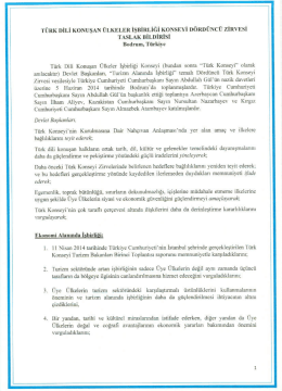 (Bodrum) Bildirisi - T&uuml;rk Dili Konuşan &Uuml;lkeler İşbirliği Konseyi