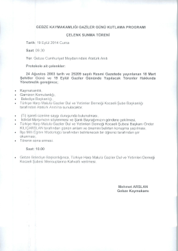 gebze kaymakamlığı gaziler günü kutlama programı