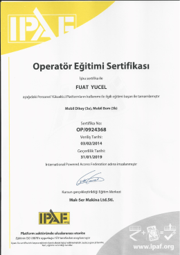 Operatör Eğitimi Sertifikası