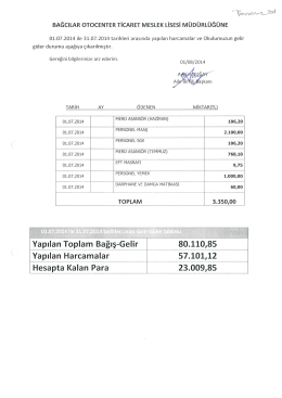 Eyl&uuml;l 2014 D&ouml;nemi okul aile biriliği gelirleri ve yapılan harcamları