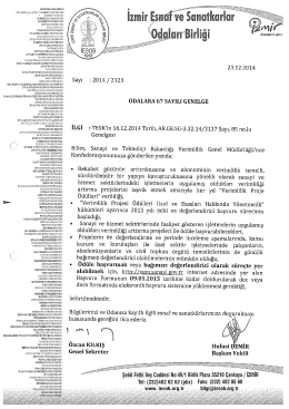 2014/67 - Verimlilik Proje &Ouml;d&uuml;lleri