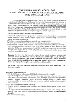 İLAN - Niğde Halk Sağlığı M&uuml;d&uuml;rl&uuml;ğ&uuml;