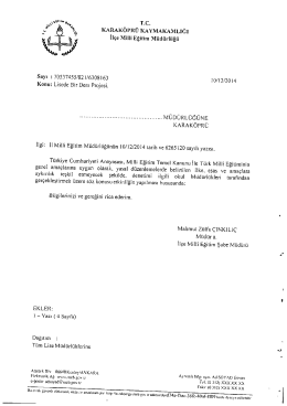 T&uuml;m Lise M&uuml;d&uuml;rl&uuml;klerine - Lisede Bir Ders Projesi