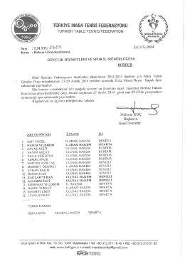 GENÇLER BURDUR - Türkiye Masa Tenisi Federasyonu