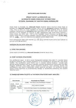 zİRAAT HAYAT ve EMEKLİLİK A.ş. ALTERNATİF EsNEK EMEKLİLİK